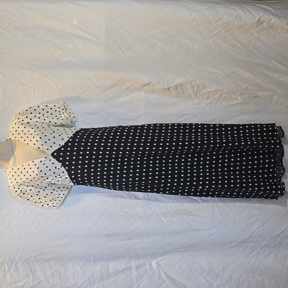 A New Day Black and White Polka Dot Midi Dress